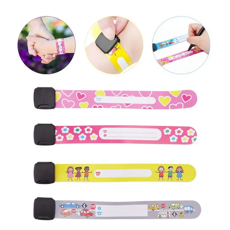 8 Pcs Kids Anti-lost Info Wrist Band Children Reusable Outdoor Safe ID Bracelet Event Festival Parties Recognition Wristband Leedoar