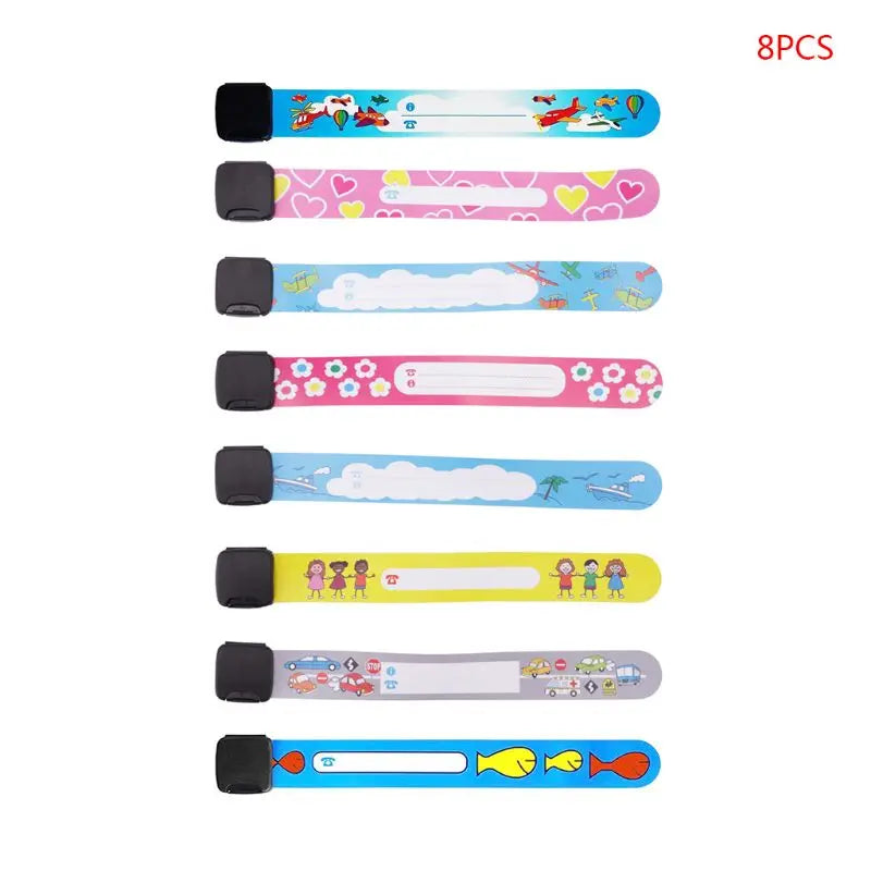 8 Pcs Kids Anti-lost Info Wrist Band Children Reusable Outdoor Safe ID Bracelet Event Festival Parties Recognition Wristband Leedoar