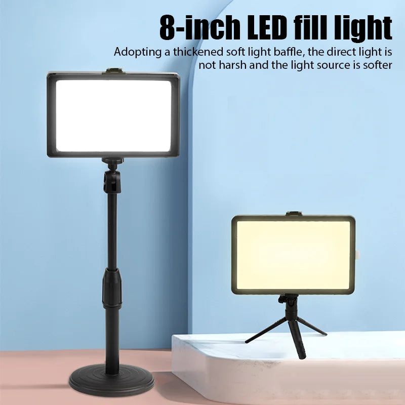 8 inch Photography Lighting Dimmable Panel Fill Lamp LED Video Light Photo Studio Selfie Light Live Stream Lamp 4 Color Lighting Leedoar