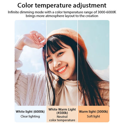 8 inch Photography Lighting Dimmable Panel Fill Lamp LED Video Light Photo Studio Selfie Light Live Stream Lamp 4 Color Lighting Leedoar