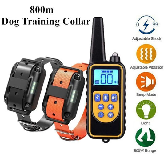 800m Electric Dog Training Collar Waterproof Pet Remote Control Rechargeable training dog collar with Shock Vibration Sound Leedoar