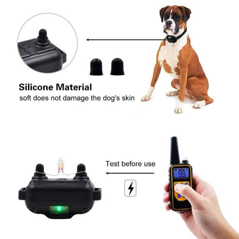 800m Electric Dog Training Collar Waterproof Pet Remote Control Rechargeable training dog collar with Shock Vibration Sound Leedoar