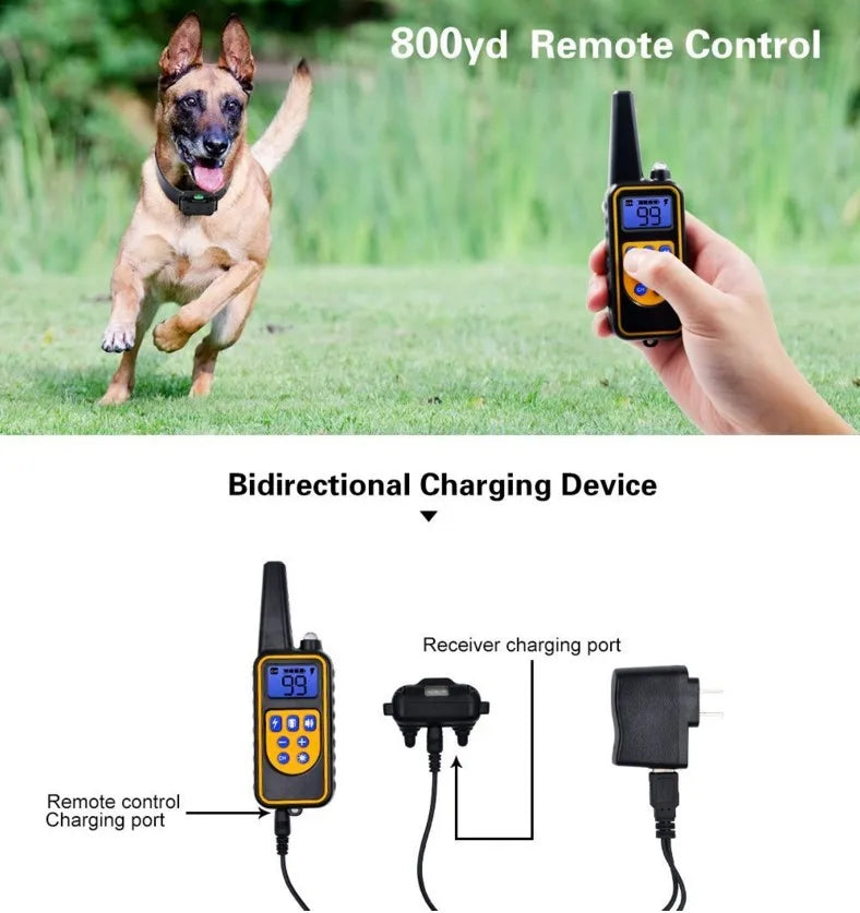 800m Electric Dog Training Collar Waterproof Pet Remote Control Rechargeable training dog collar with Shock Vibration Sound Leedoar