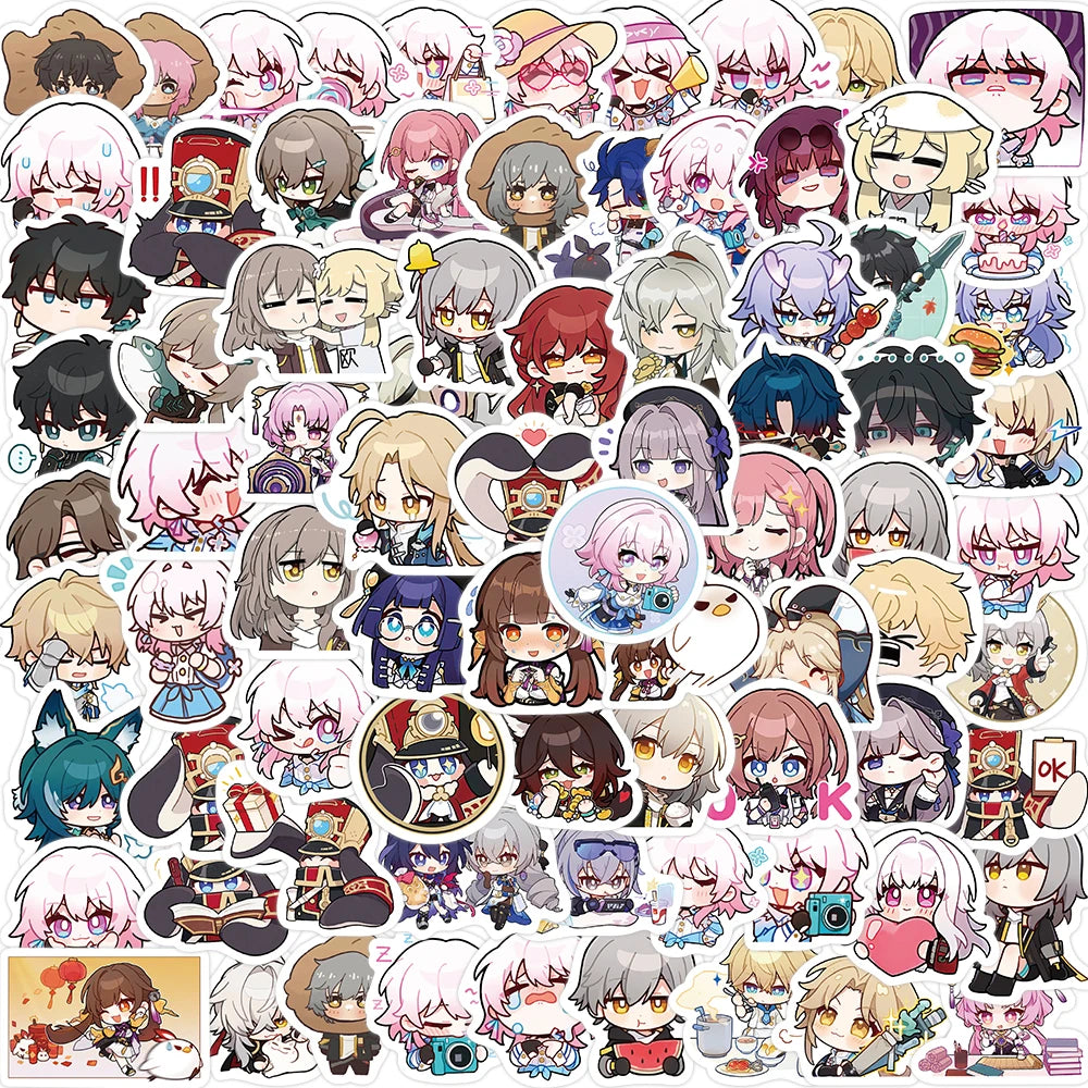 80PCS Cute Anime Honkai Star Rail Stickers Travel Skateboard Suitcase Guitar Luggage Laptop Graffiti Sticker Decals Toy Leedoar