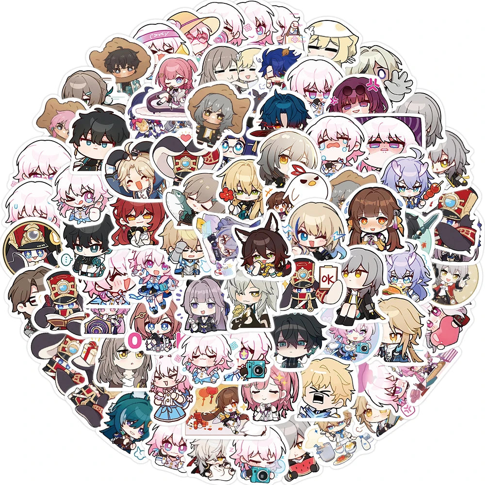 80PCS Cute Anime Honkai Star Rail Stickers Travel Skateboard Suitcase Guitar Luggage Laptop Graffiti Sticker Decals Toy Leedoar