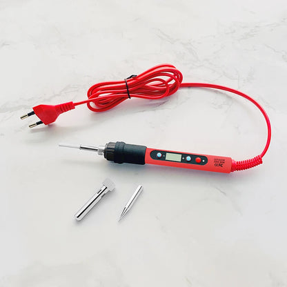 80W Soldering iron kit adjustable temperature LCD solder welding tools Ceramic heater soldering tips Tweezers soldering wire Leedoar