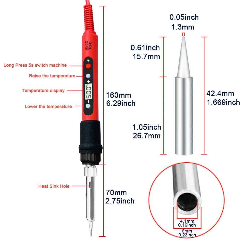 80W Soldering iron kit adjustable temperature LCD solder welding tools Ceramic heater soldering tips Tweezers soldering wire Leedoar