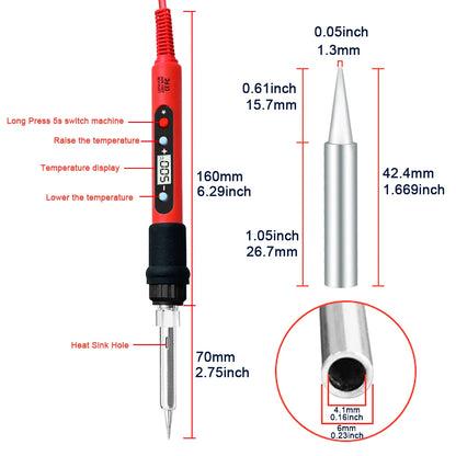 80W Soldering iron kit adjustable temperature LCD solder welding tools Ceramic heater soldering tips Tweezers soldering wire Leedoar