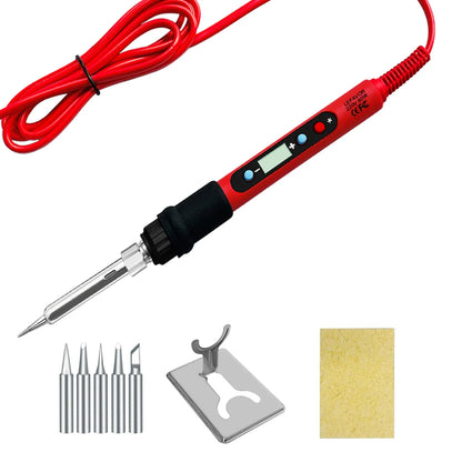 80W Soldering iron kit adjustable temperature LCD solder welding tools Ceramic heater soldering tips Tweezers soldering wire Leedoar