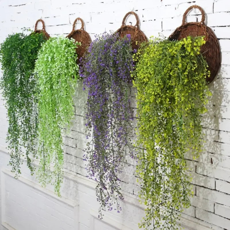 80cm Artificial Fuchsia Wall Hanging Living Room Wall Decoration Garden Vine Wedding Home Decoration Flower Vine Fake Plant Leedoar