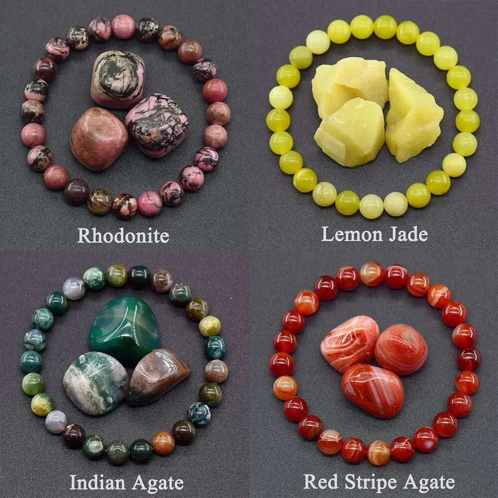 Pulseira de contas de pedra zoisita epidoto natural de 8 mm, bracelete masculino de quartzo, lava, olho de tigre, feita de pedra natural, joias para mulheres 