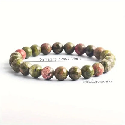 Pulsera de cuentas de piedra de zoisita epidota natural de 8 mm para hombre, pulsera de cuarzo, lava, ojo de tigre, hecha de piedra natural, joyería para mujer 