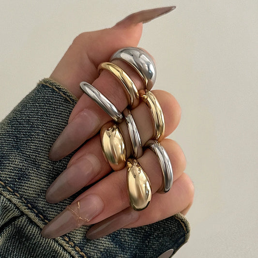 Juego de 8 anillos creativos de gota de agua suave para mujer, estilo vintage, geométrico, ajustable, abierto, para uñas, accesorios para parejas