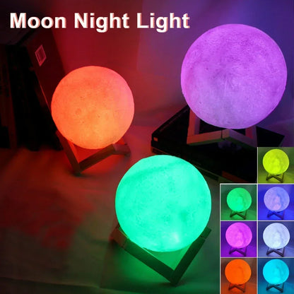 Lámpara de luna de 8 cm, luz LED de noche, funciona con pilas, con soporte, lámpara estrellada, decoración de dormitorio, luces de noche, regalo para niños, lámpara de luna 