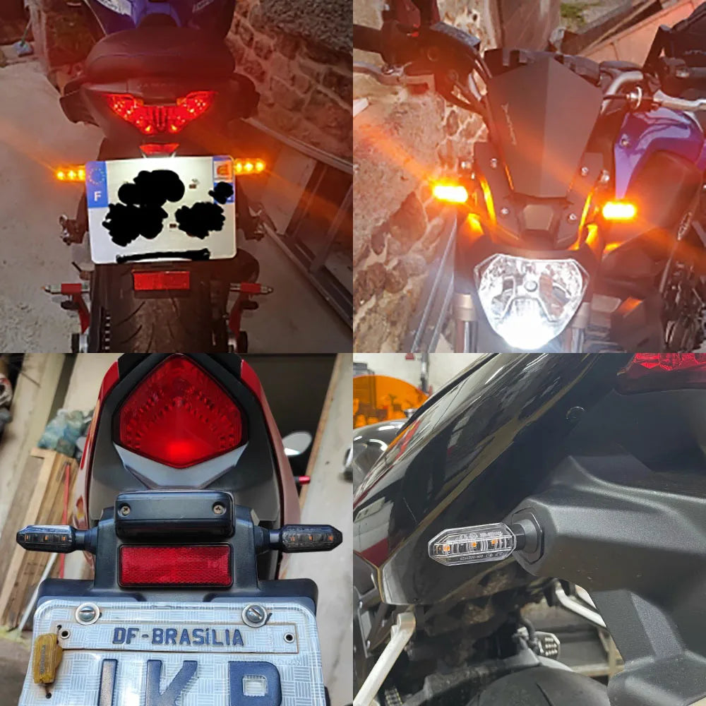 8mm Mini Motorcycle LED Turn Signal Lights Amber Flashing Light Blinker Turn Signal lamp 12V Moto Indicator Lamp Accessories Leedoar