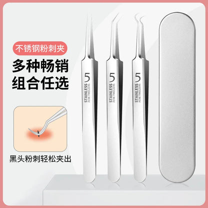 8pcs Acne Needles Set in Iron Box Stainless Steel Acnes Clip Acne Needle Cell Clip Blackhead Clip Acnee Kit Beauty Tweezers Tool Leedoar