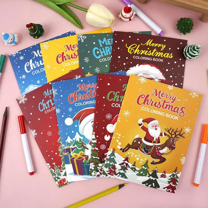 8pcs Children's Coloring Book Set Cartoon Christmas Santa Claus Snowman Coloring Book Early Education toy festival parties Gifts