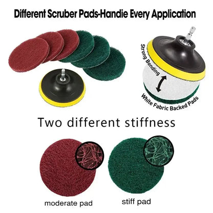 8pcs Power Brush Tile Scrubber for Effortless Cleaning of Bathroom Floor and Tub - Includes Scouring Pads for Complete Polishing