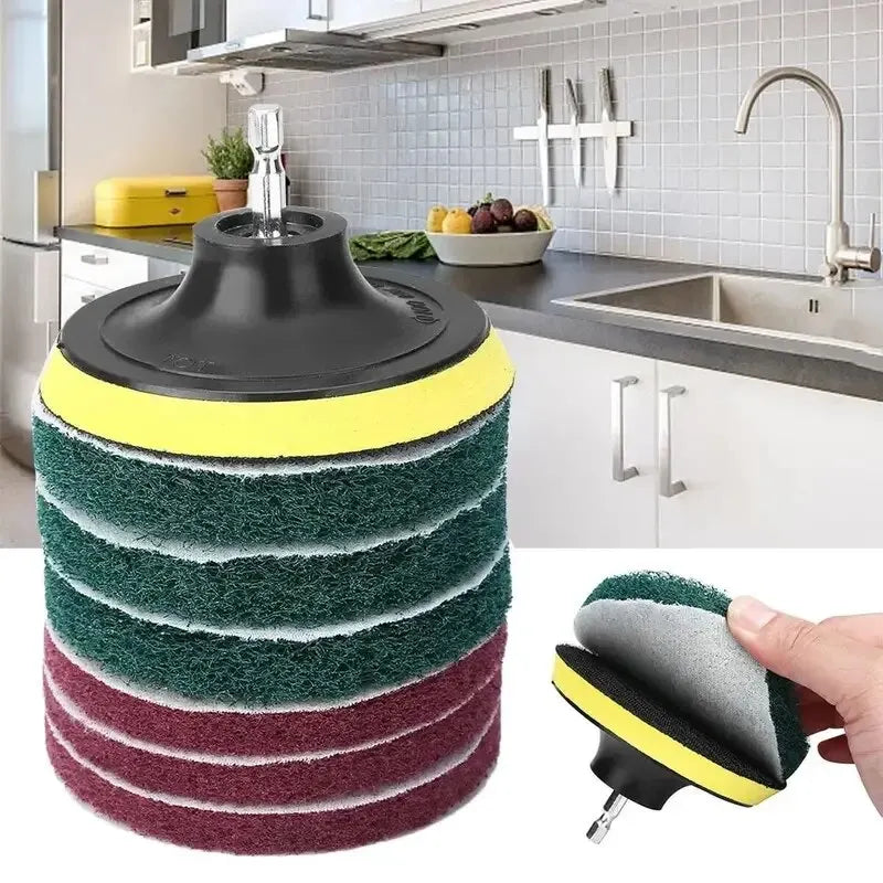 8pcs Power Brush Tile Scrubber for Effortless Cleaning of Bathroom Floor and Tub - Includes Scouring Pads for Complete Polishing