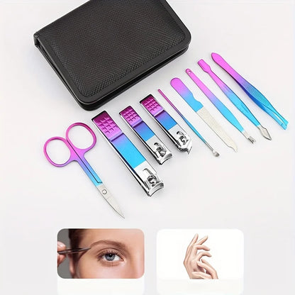 9-18pcs Set Professional Stainless Steel Manicure & Pedicure Kit Precision Nail Care with Travel Case with Nail Clipper Scissor Leedoar