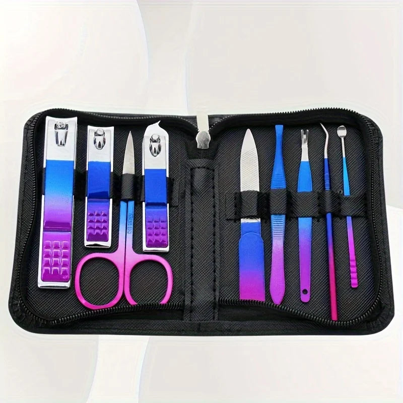 9-18pcs Set Professional Stainless Steel Manicure & Pedicure Kit Precision Nail Care with Travel Case with Nail Clipper Scissor Leedoar