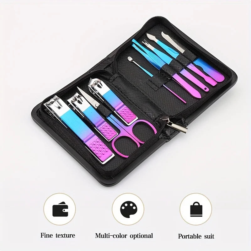 9-18pcs Set Professional Stainless Steel Manicure & Pedicure Kit Precision Nail Care with Travel Case with Nail Clipper Scissor Leedoar