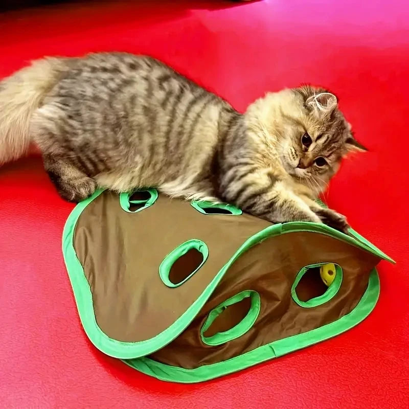 9-Hole Collapsible Cat Tunnel Toy - Interactive Hide and Seek Game, Feline Fun, Inspire Hunting Instinct Leedoar