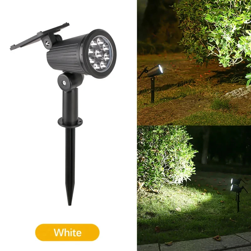 9 holofotes solares LED, IP65 à prova d'água para ambientes externos, luzes de holofotes, brilho ajustável para decoração de jardim, quintal, entrada de veículos, pátio 