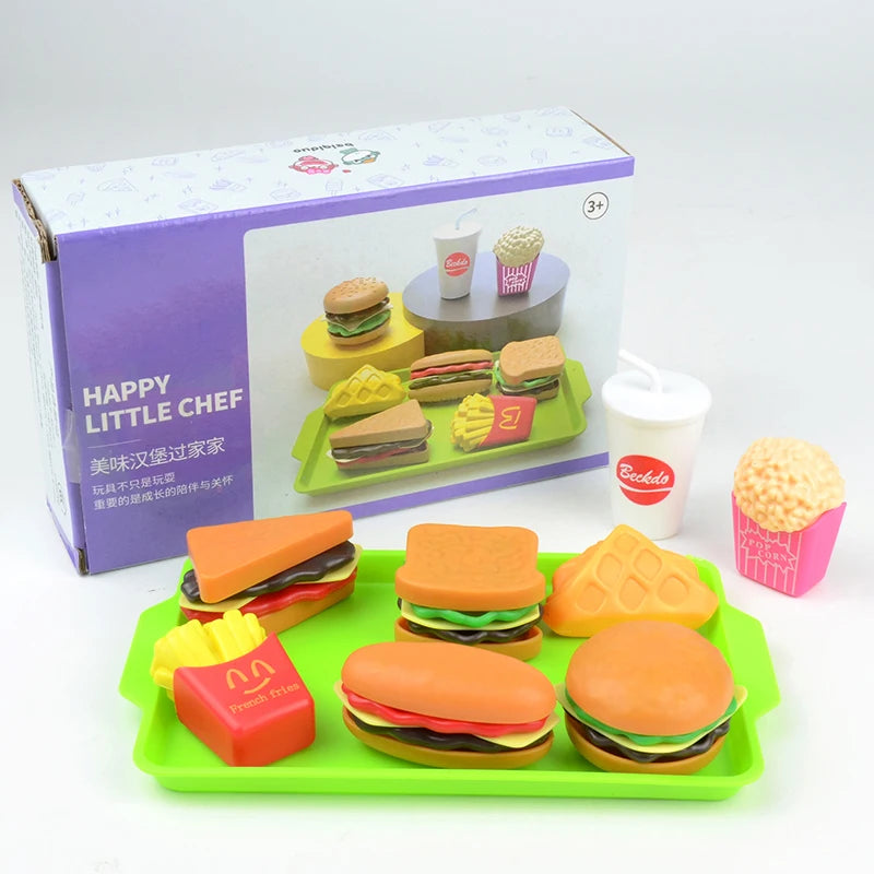 9 PCS Set Detachable Plastic Snack Hamburger Pretend Toy Kids Kitchen Play House Food Toy Leedoar