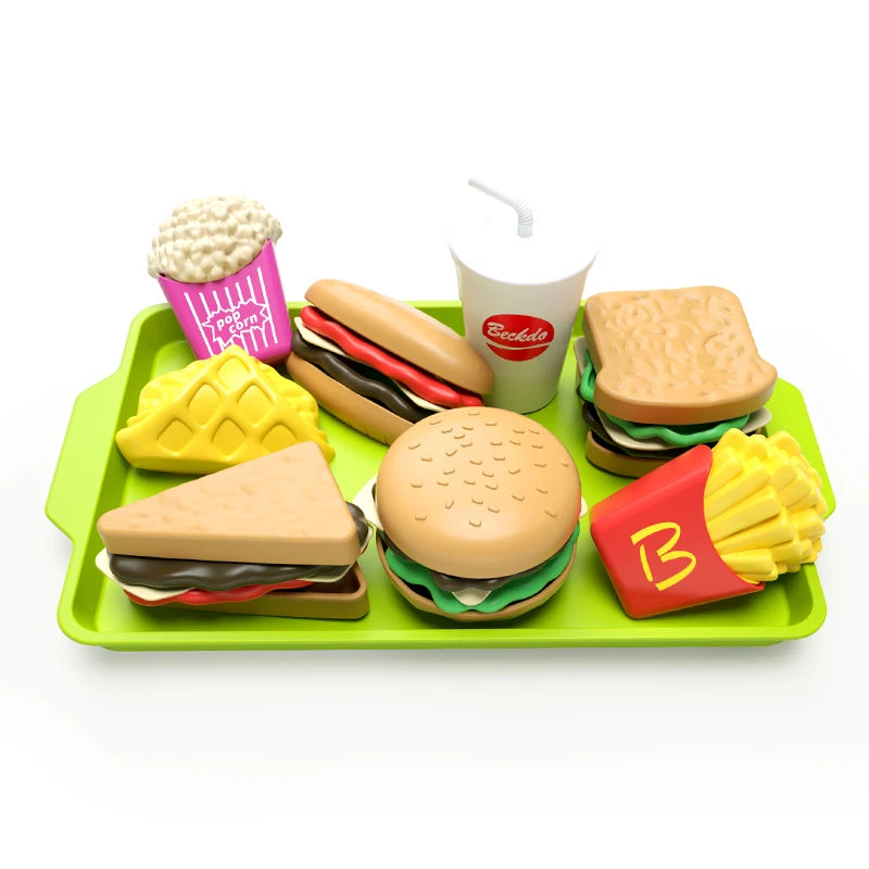 9 PCS Set Detachable Plastic Snack Hamburger Pretend Toy Kids Kitchen Play House Food Toy Leedoar