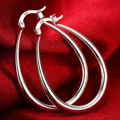 925 Sterling Silver 41MM Smooth Circle Big Hoop Earrings For Women Fashion Party Wedding Accessories Jewelry Christmas Gifts Leedoar