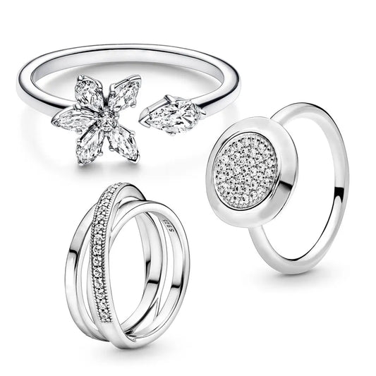 Anillos de plata de ley 925 con forma de tiara de princesa, corona con corazón de amor brillante, anillos de CZ de aniversario para mujeres, regalo de compromiso y amor 