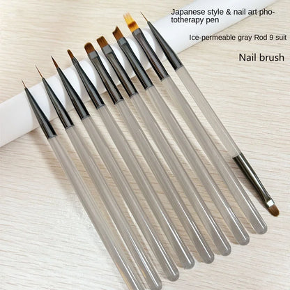 9PCS UV Gel Nail Brush Liner DIY Painting Pen Manicure Acrylic Drawing Brush for Nail Art Design Nails Tip Display Painting Tool Leedoar