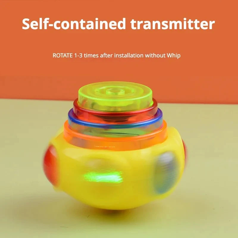 9cm Gyroscope Children Toys Music Luminous Magic Rotating Launch Cartoon Colorful Flash Leedoar