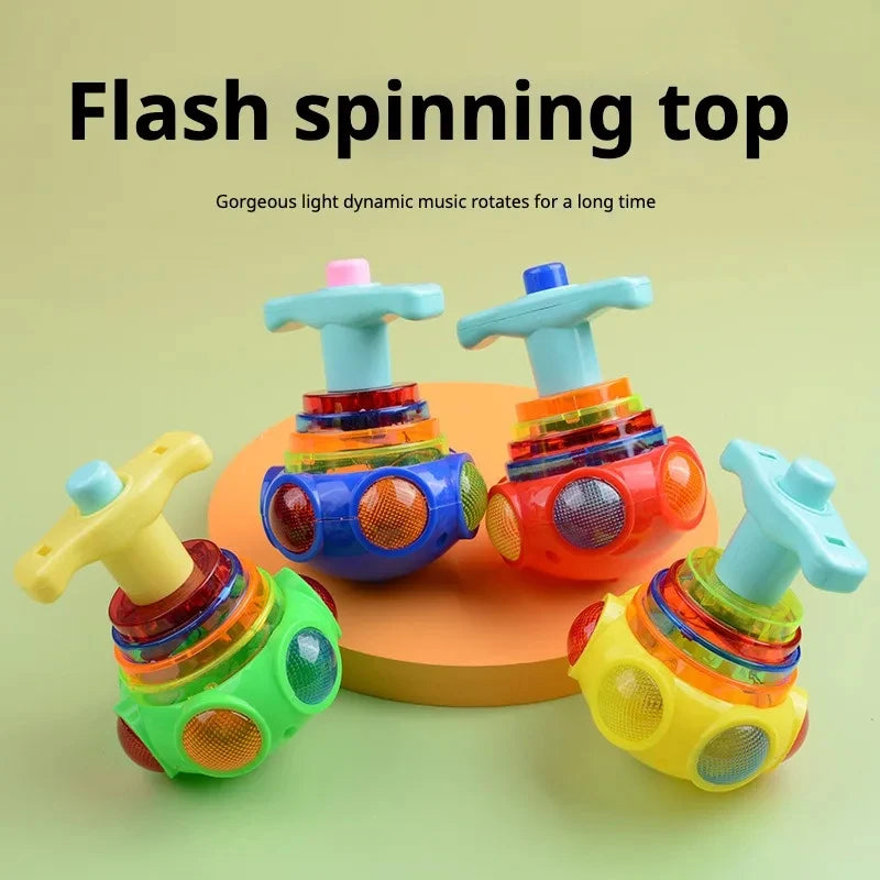 9cm Gyroscope Children Toys Music Luminous Magic Rotating Launch Cartoon Colorful Flash Leedoar