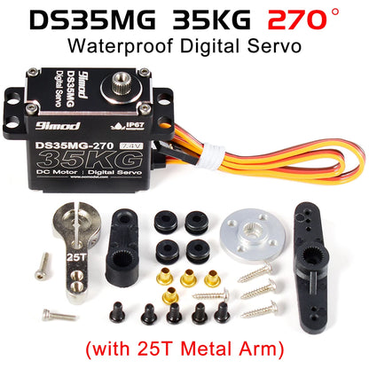 9imod DS35MG 35kg Servo à prova d'água 180°/270° Caixa de alumínio completa Engrenagem de aço inoxidável Alto torque para carro RC 1/8 1/10 