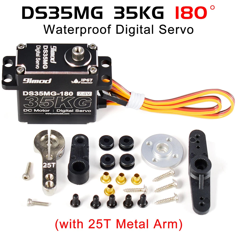 9imod DS35MG 35kg Servo à prova d'água 180°/270° Caixa de alumínio completa Engrenagem de aço inoxidável Alto torque para carro RC 1/8 1/10 