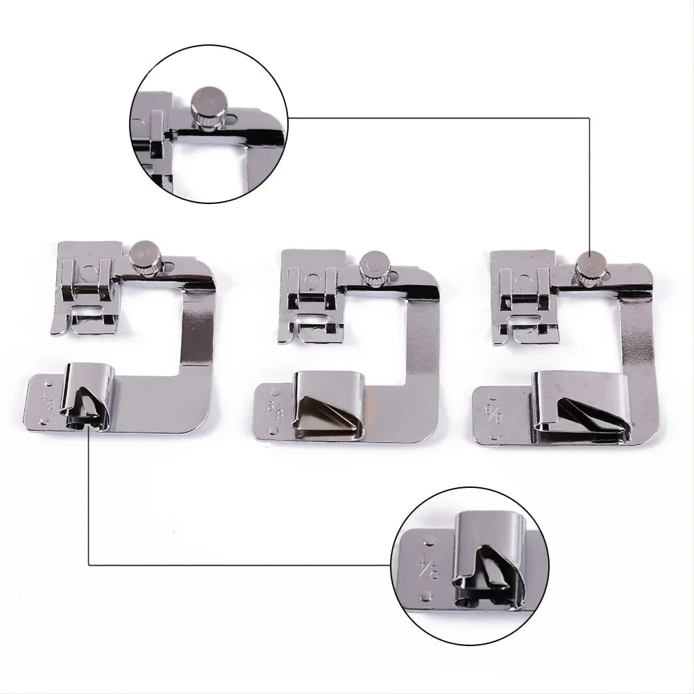 9mm /13mm /19mm /25mm Sewing Machine Foot Press Foot Rolled Hem Feet Household Multi Functional Sew Accessories Leedoar