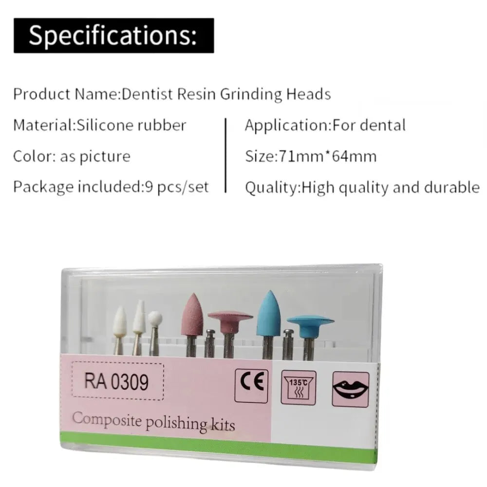 9pcs/Box Dental Composite Polishing for Low Speed Handpiece Contra Angle Kit RA0309 Resin Sanding Polishing Set Leedoar