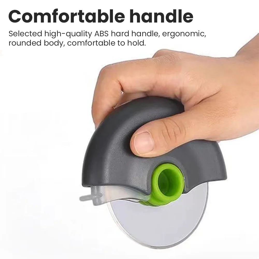 A new type of pizza knife with a protective hand cover, detachable drum protective hand cutter, stainless steel pastry cutter Leedoar