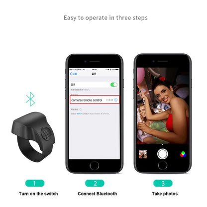 Remote Control Selfie Button Ring Bluetooth Wireless Controller Convenient Photo Camera Shutter Outdoor Phoneselfie for Everybad Leedoar