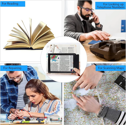 A4 Full Page Size Portable Black Frame Ultra Thin Magnifying Glass Bookmark Magnifying Lens for Reading Books