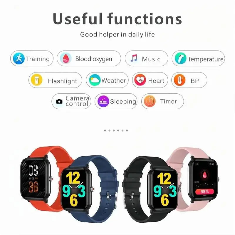 Q9pro Smart Watch 1.7 Inch Big Screen Body Temperature Heart Rate Blood Oxygen IP68 Waterproof Men Women Sports Smartbracelet Leedoar