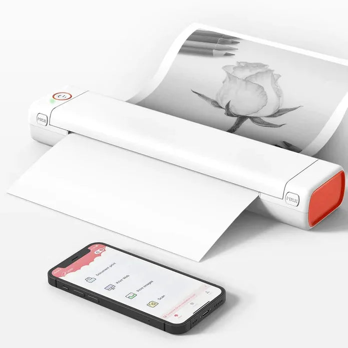 M08F A4 Portable Wireless Printer Bluetooth Handheld Mini Personal Home Office Printers HD Thermal Printing No Need To Use Ink Leedoar