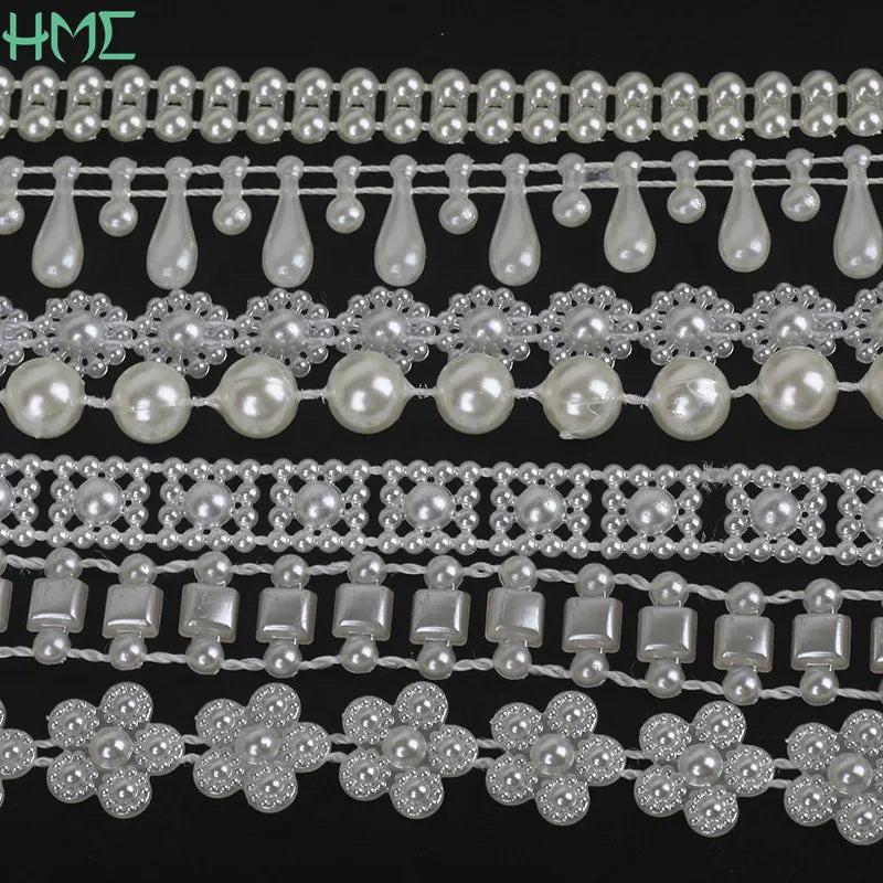 ABS Imitation Ivory Pearl Bead Chain Line Cord Thread Trim for DIY Wedding Party Decoration & Jewelry Findings Craft Accessories Leedoar