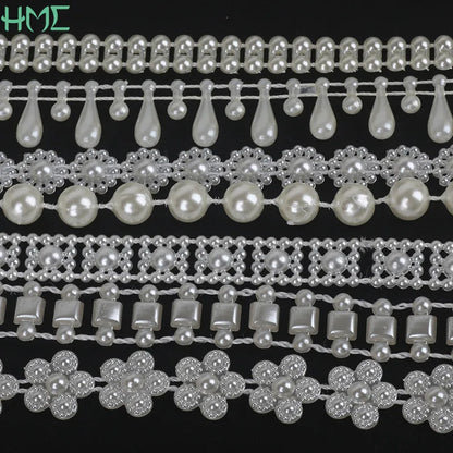 ABS Imitation Ivory Pearl Bead Chain Line Cord Thread Trim for DIY Wedding Party Decoration & Jewelry Findings Craft Accessories Leedoar