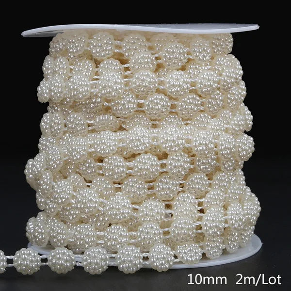 ABS Imitation Ivory Pearl Bead Chain Line Cord Thread Trim for DIY Wedding Party Decoration & Jewelry Findings Craft Accessories Leedoar