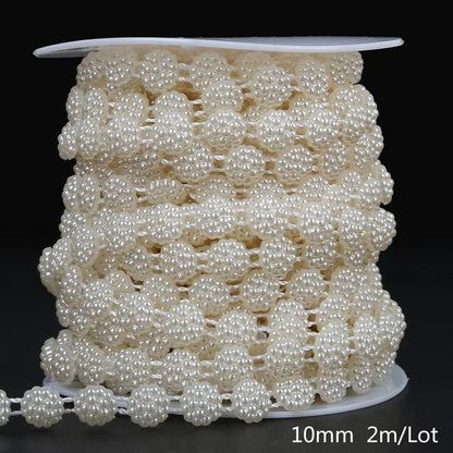 ABS Imitation Ivory Pearl Bead Chain Line Cord Thread Trim for DIY Wedding Party Decoration & Jewelry Findings Craft Accessories Leedoar