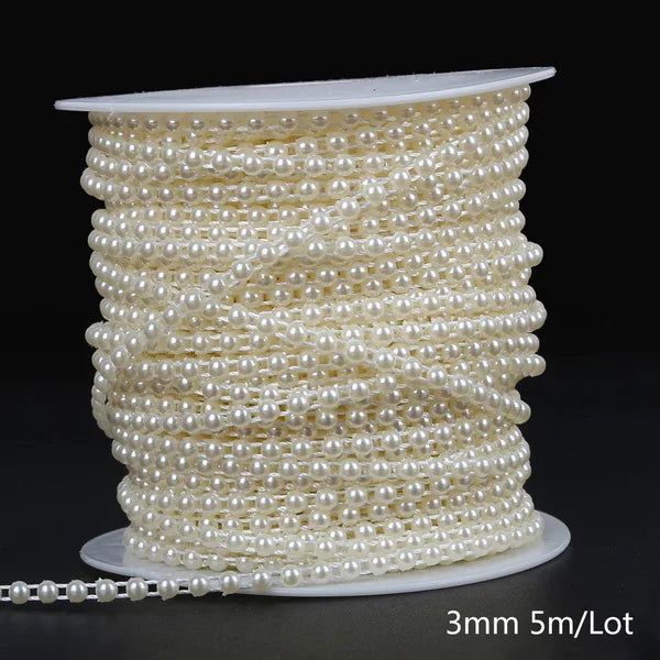 ABS Imitation Ivory Pearl Bead Chain Line Cord Thread Trim for DIY Wedding Party Decoration & Jewelry Findings Craft Accessories Leedoar