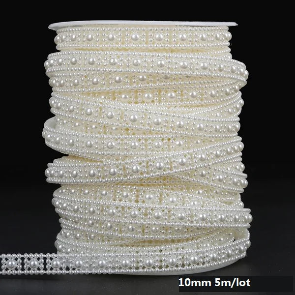 ABS Imitation Ivory Pearl Bead Chain Line Cord Thread Trim for DIY Wedding Party Decoration & Jewelry Findings Craft Accessories Leedoar